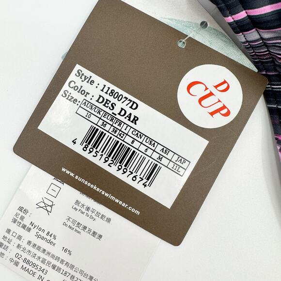 NEW Sunseeker Australia Striped One Piece Bathing Suit Underwire D Cup Size 6 - Picture 7 of 10